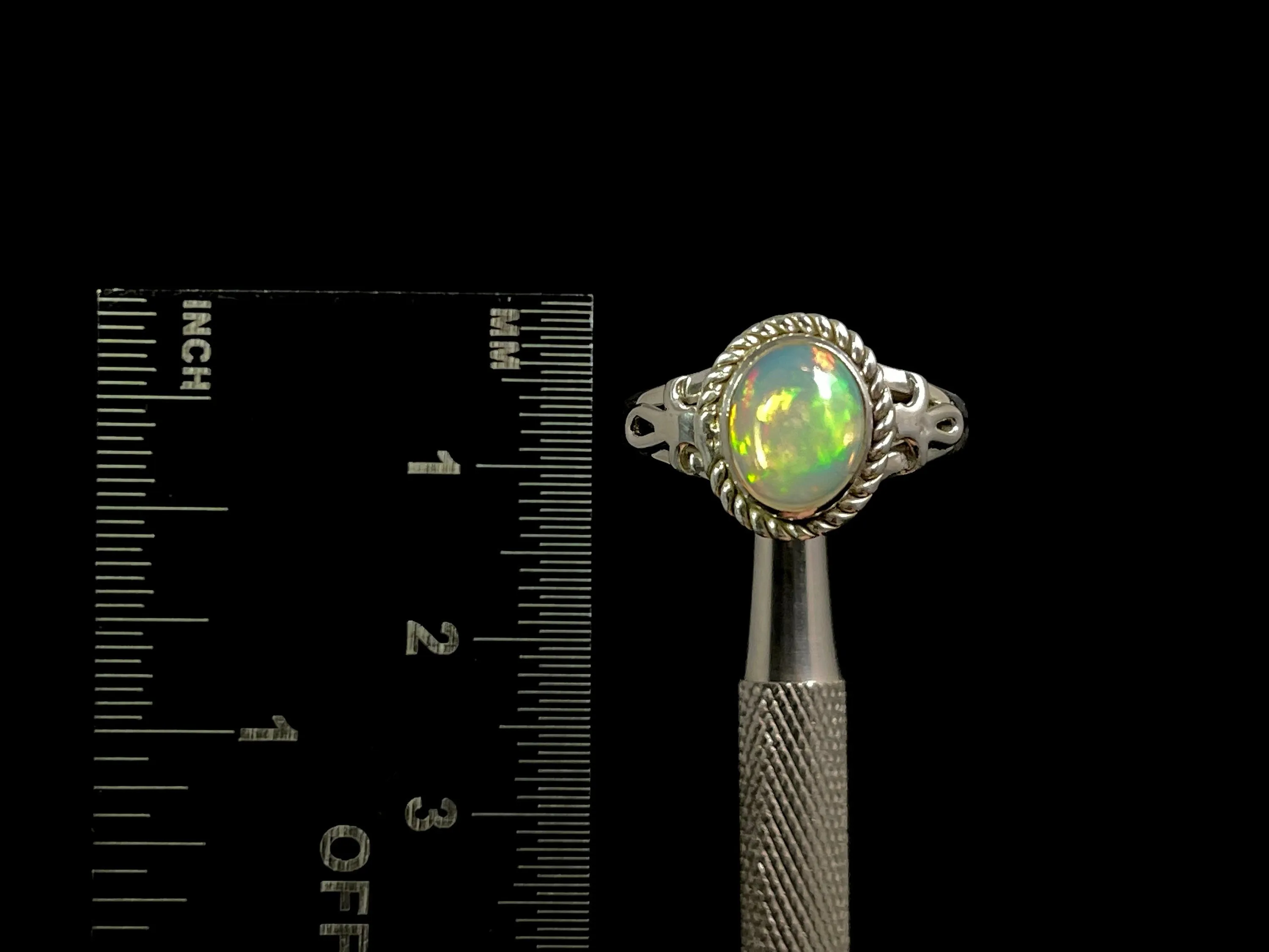 OPAL RING - Sterling Silver, Size 10 - Ethiopian Opal Rings for Women, Bridal Jewelry, Welo Opal, 49153