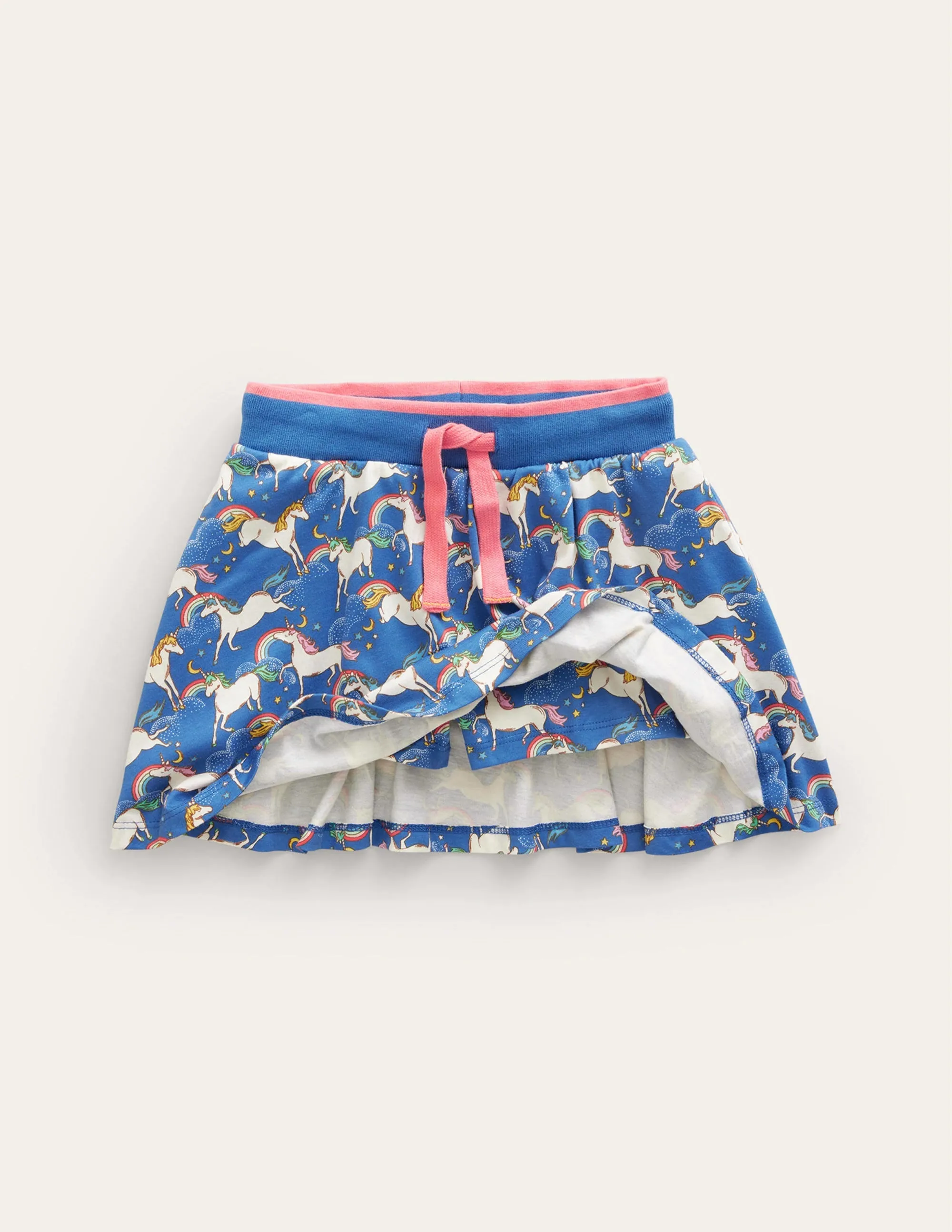 Printed Jersey Skort-Delft Blue Unicorn