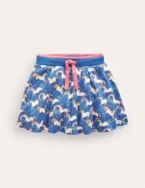 Printed Jersey Skort-Delft Blue Unicorn