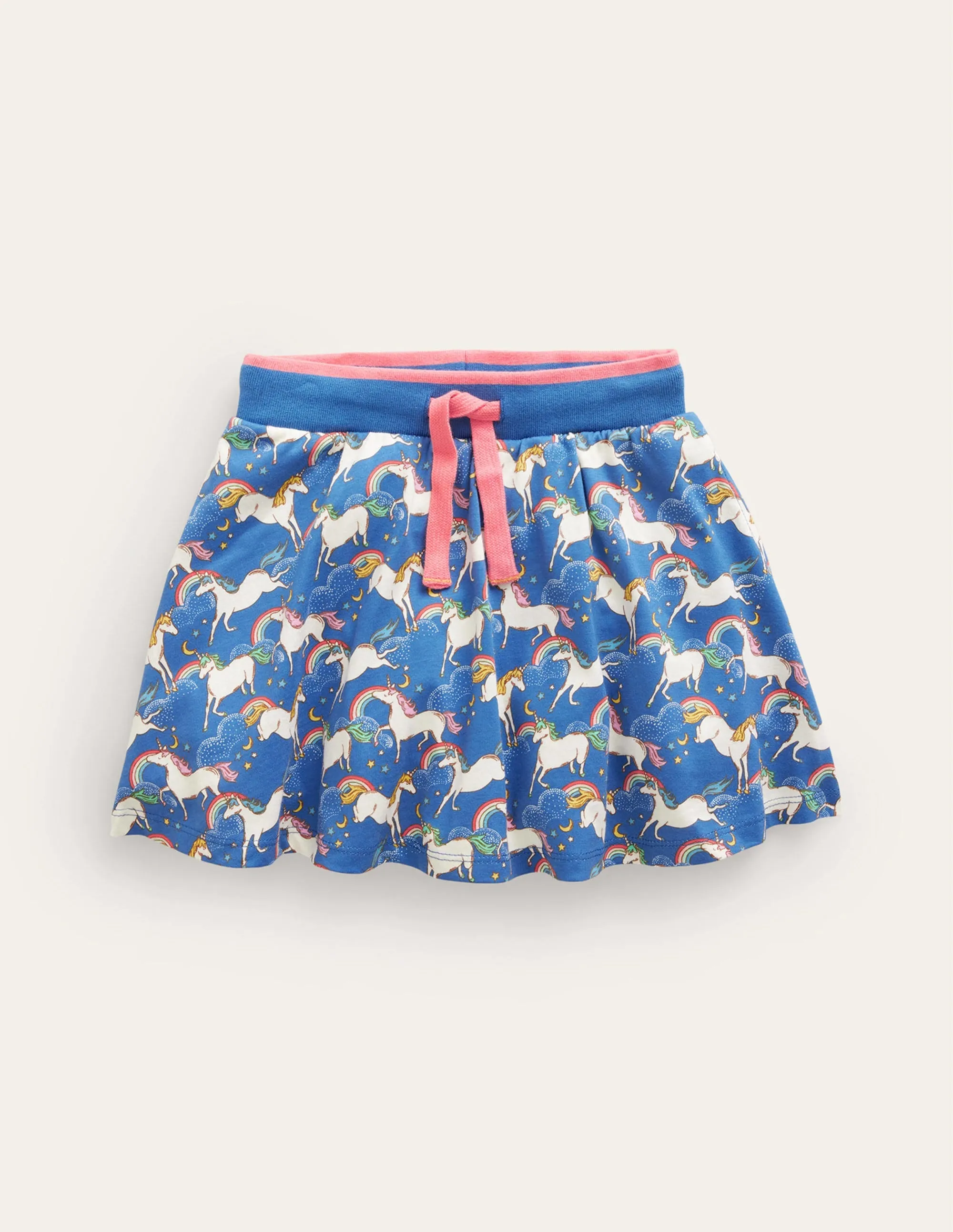Printed Jersey Skort-Delft Blue Unicorn