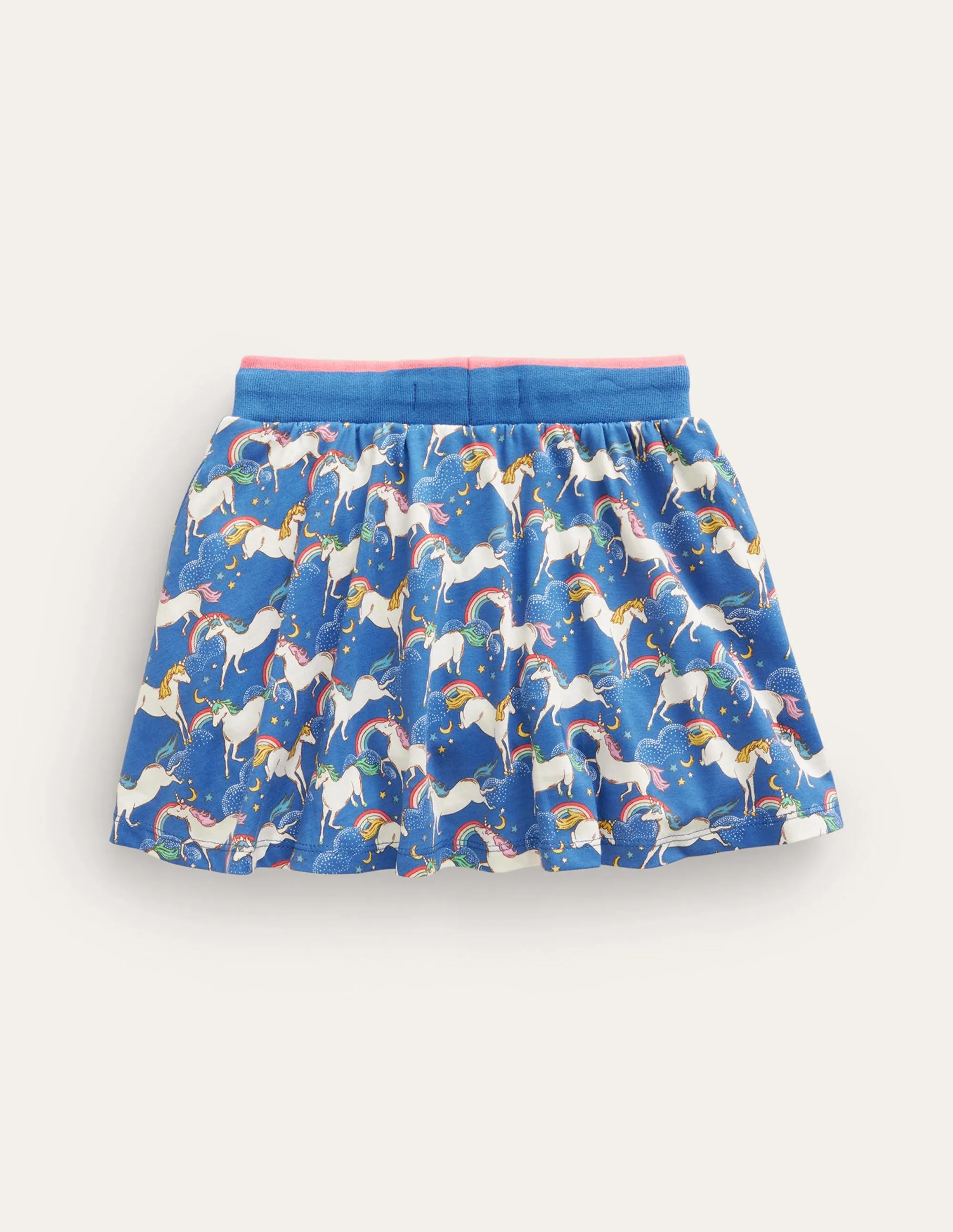 Printed Jersey Skort-Delft Blue Unicorn
