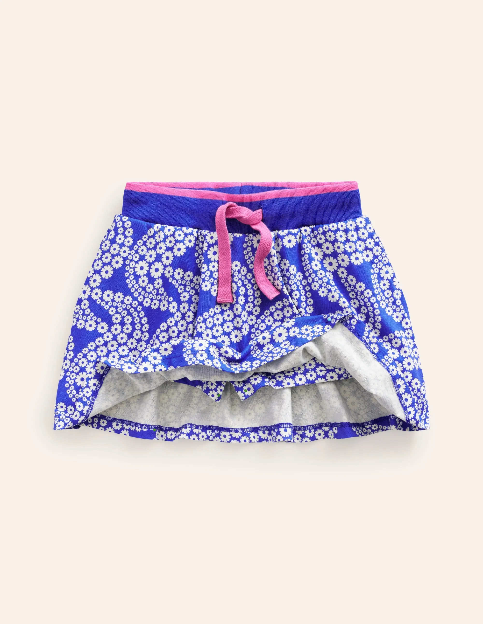 Printed Jersey Skort-Greek Blue Daisy Wave