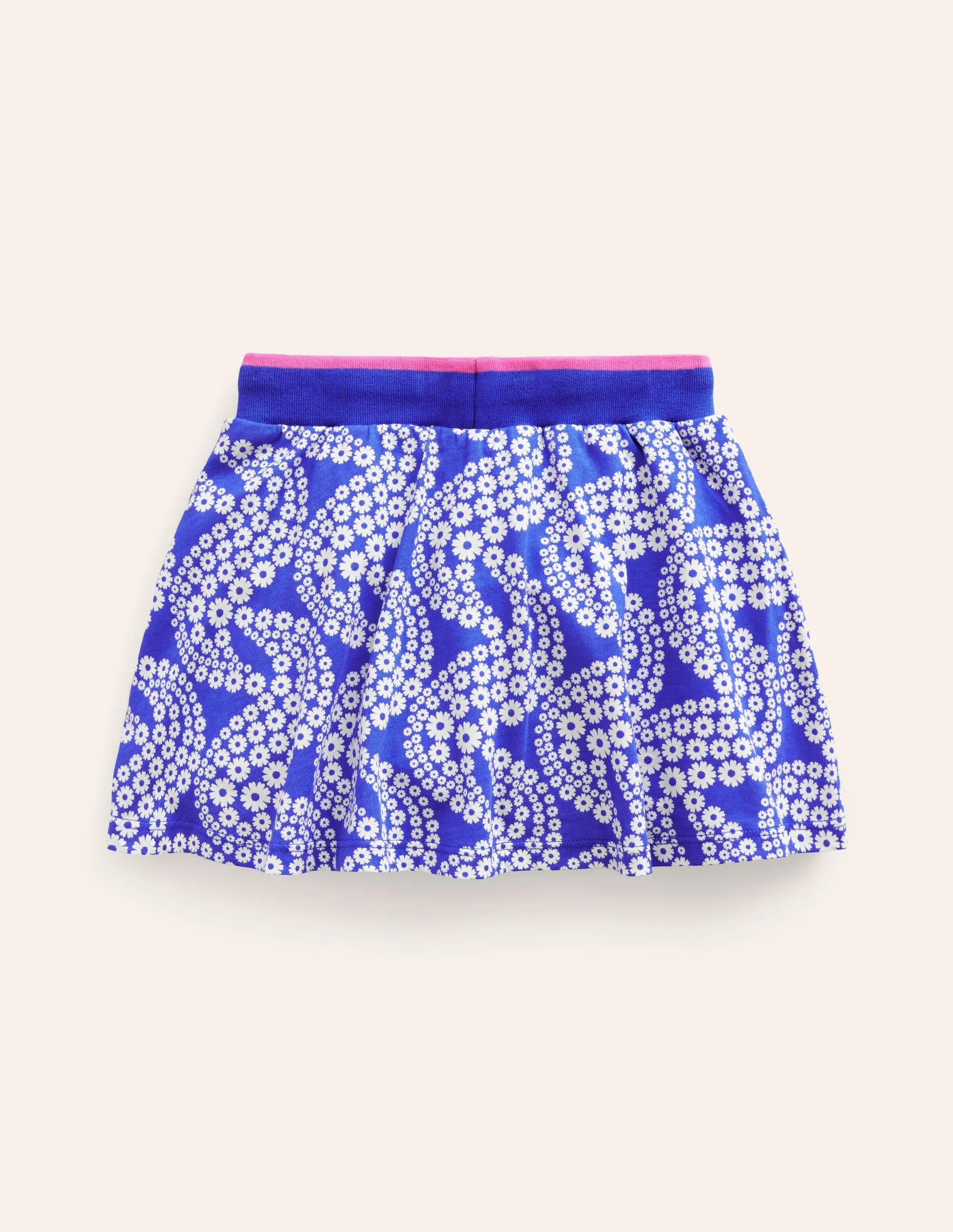 Printed Jersey Skort-Greek Blue Daisy Wave