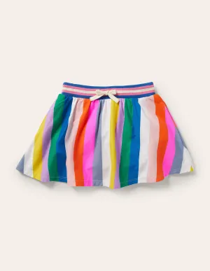 Printed Jersey Skort-Multi Rainbow Stripe