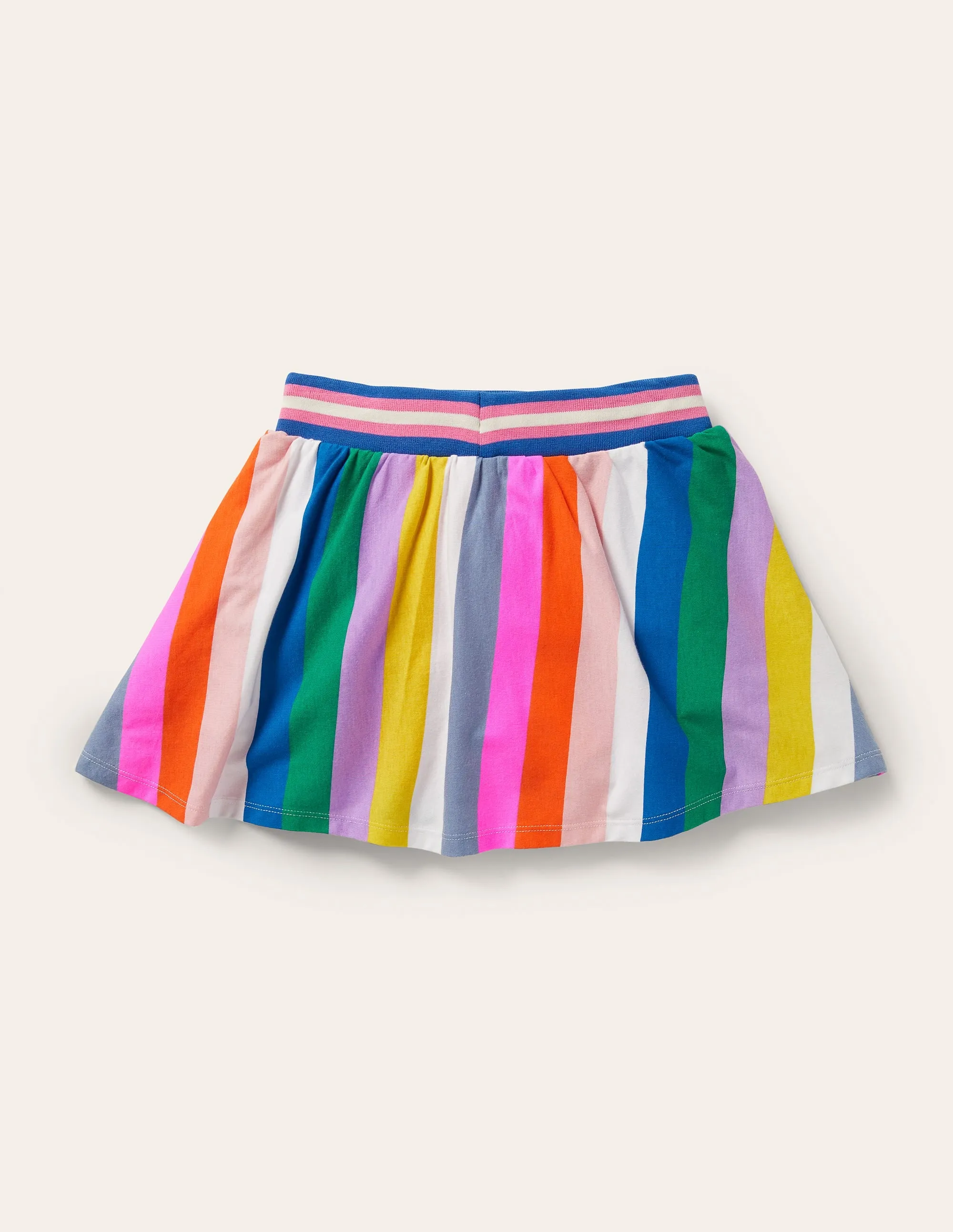 Printed Jersey Skort-Multi Rainbow Stripe
