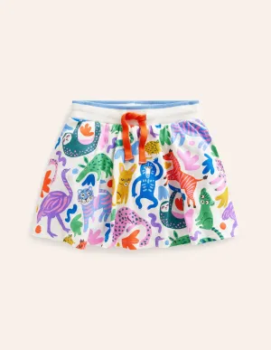 Printed Jersey Skort-Multi Safari Friends