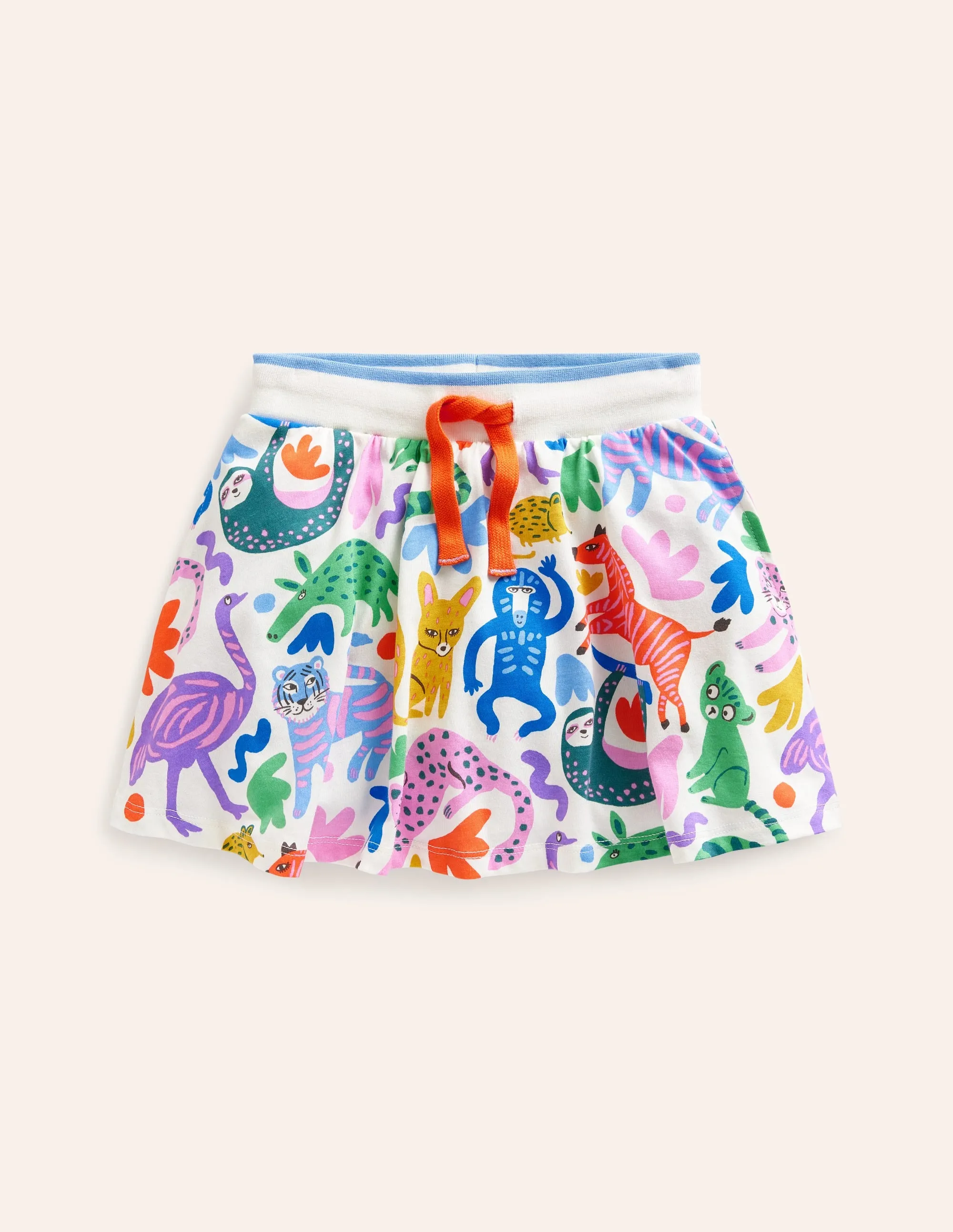 Printed Jersey Skort-Multi Safari Friends