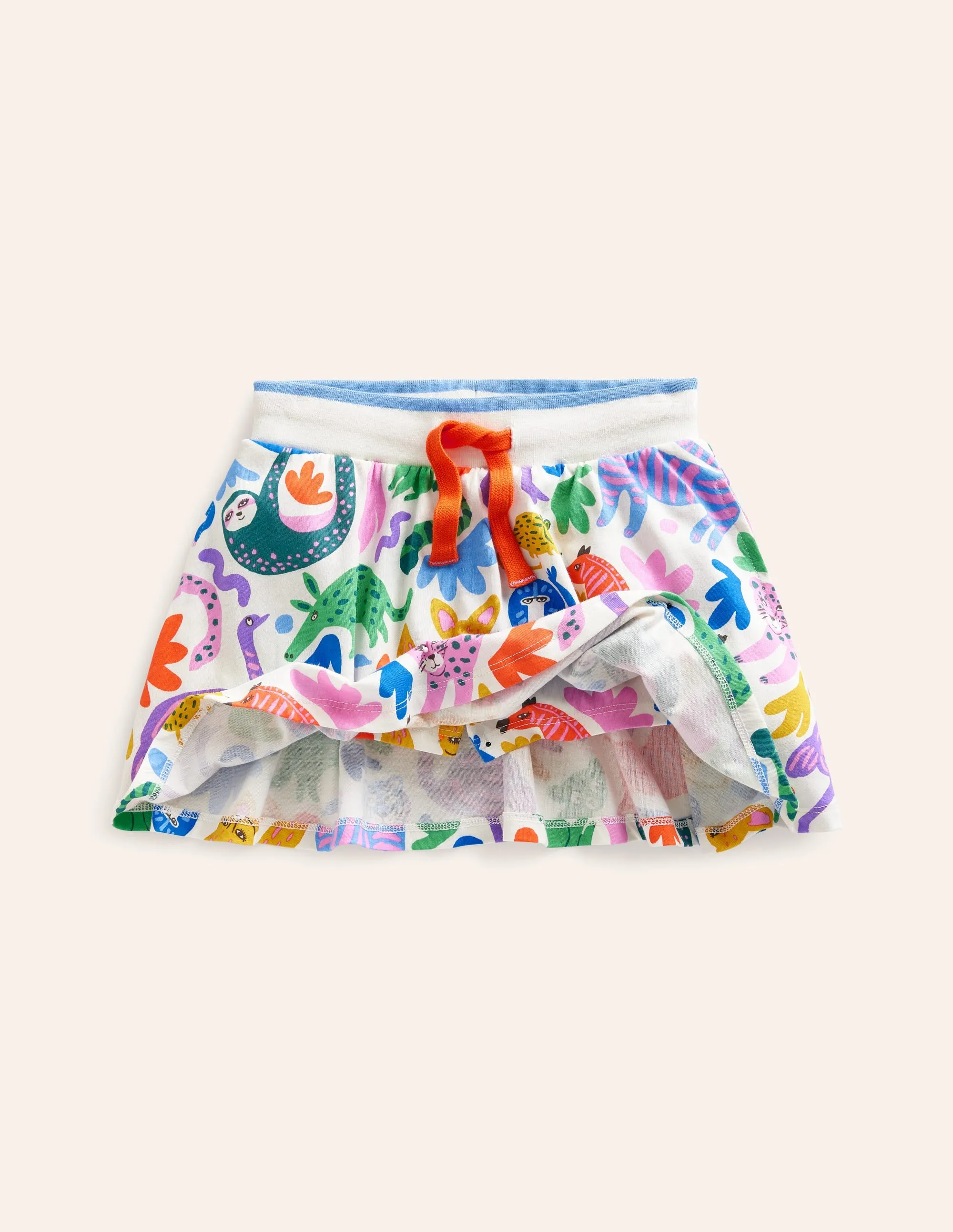Printed Jersey Skort-Multi Safari Friends