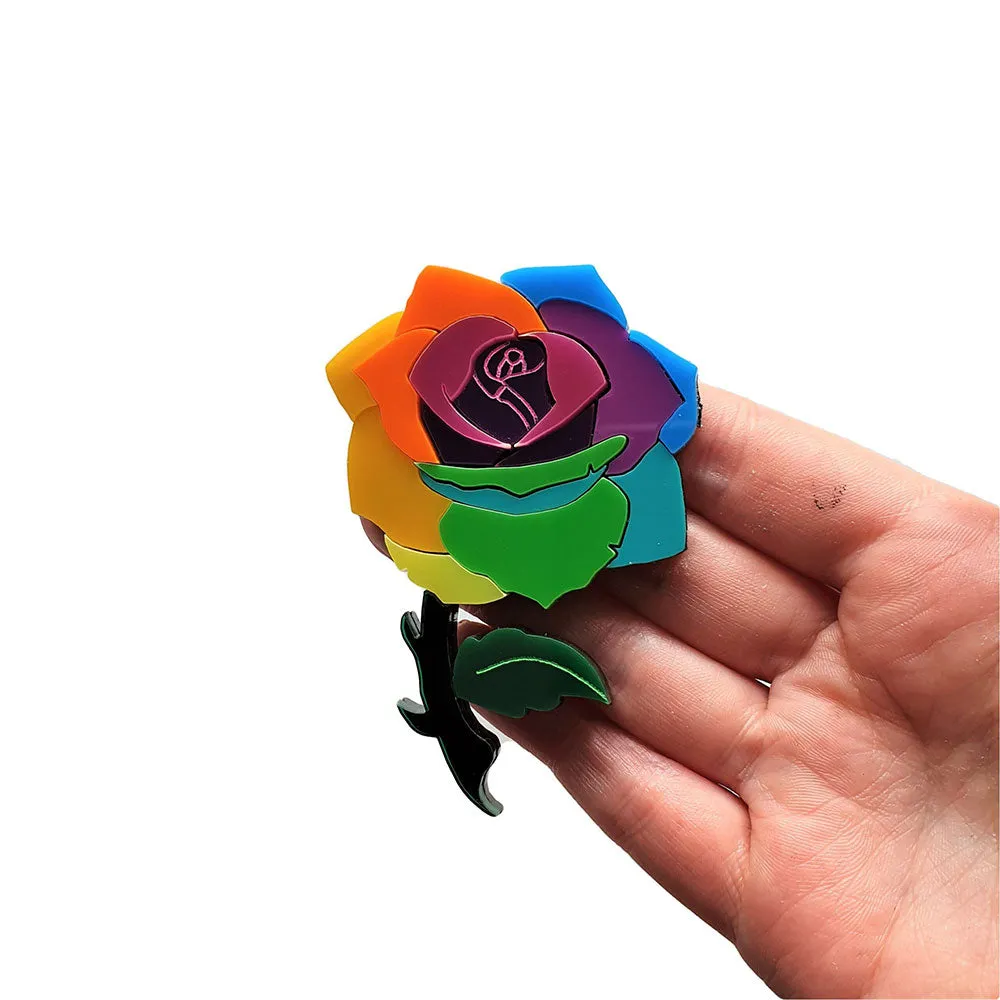Rainbow Rose Brooch by Cherryloco