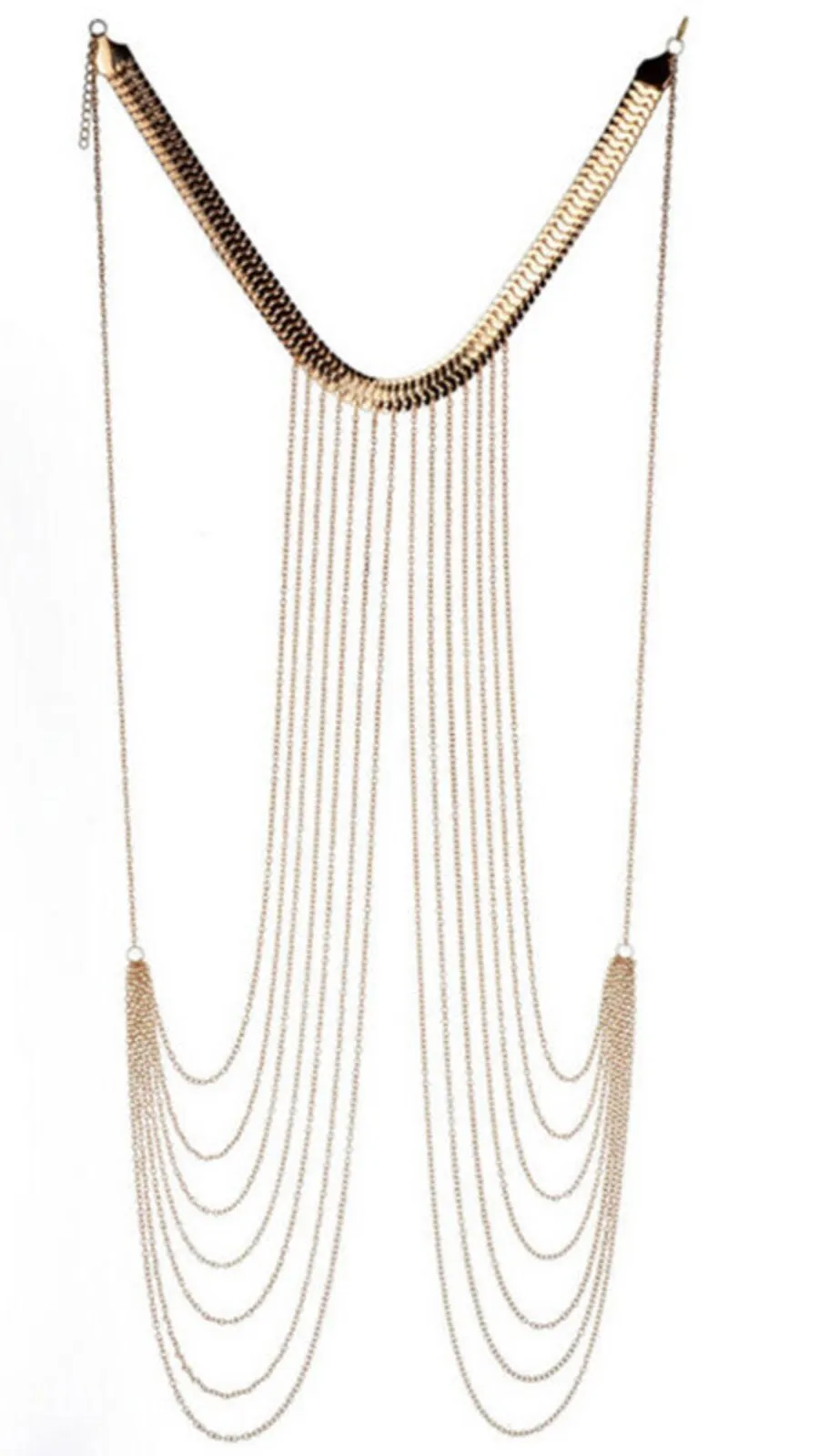 Sexy Tassel necklace gold plated celebrity snake kinky design vintage look ggg68
