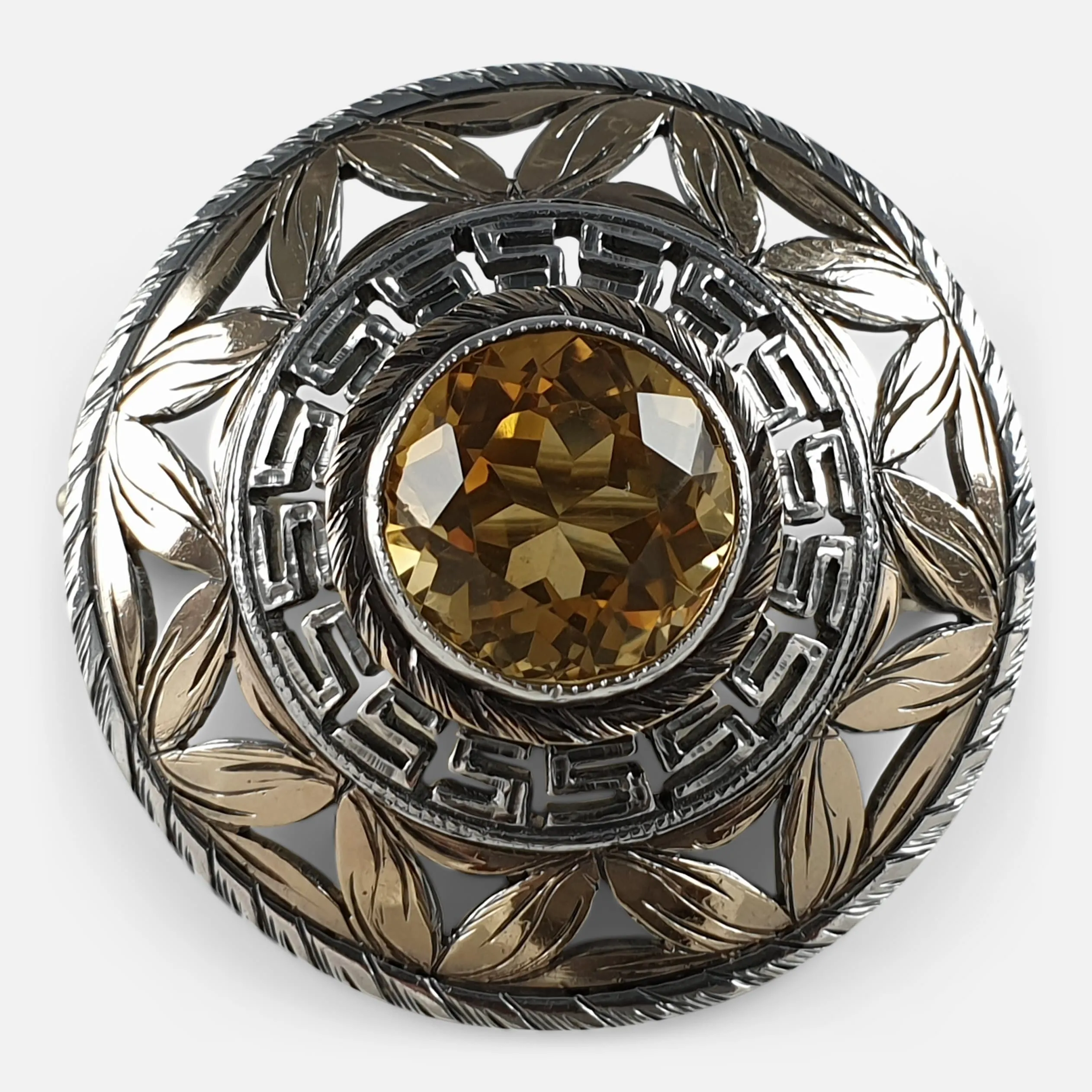 Silver-Gilt Citrine Target Brooch - Sibyl Dunlop - 1965