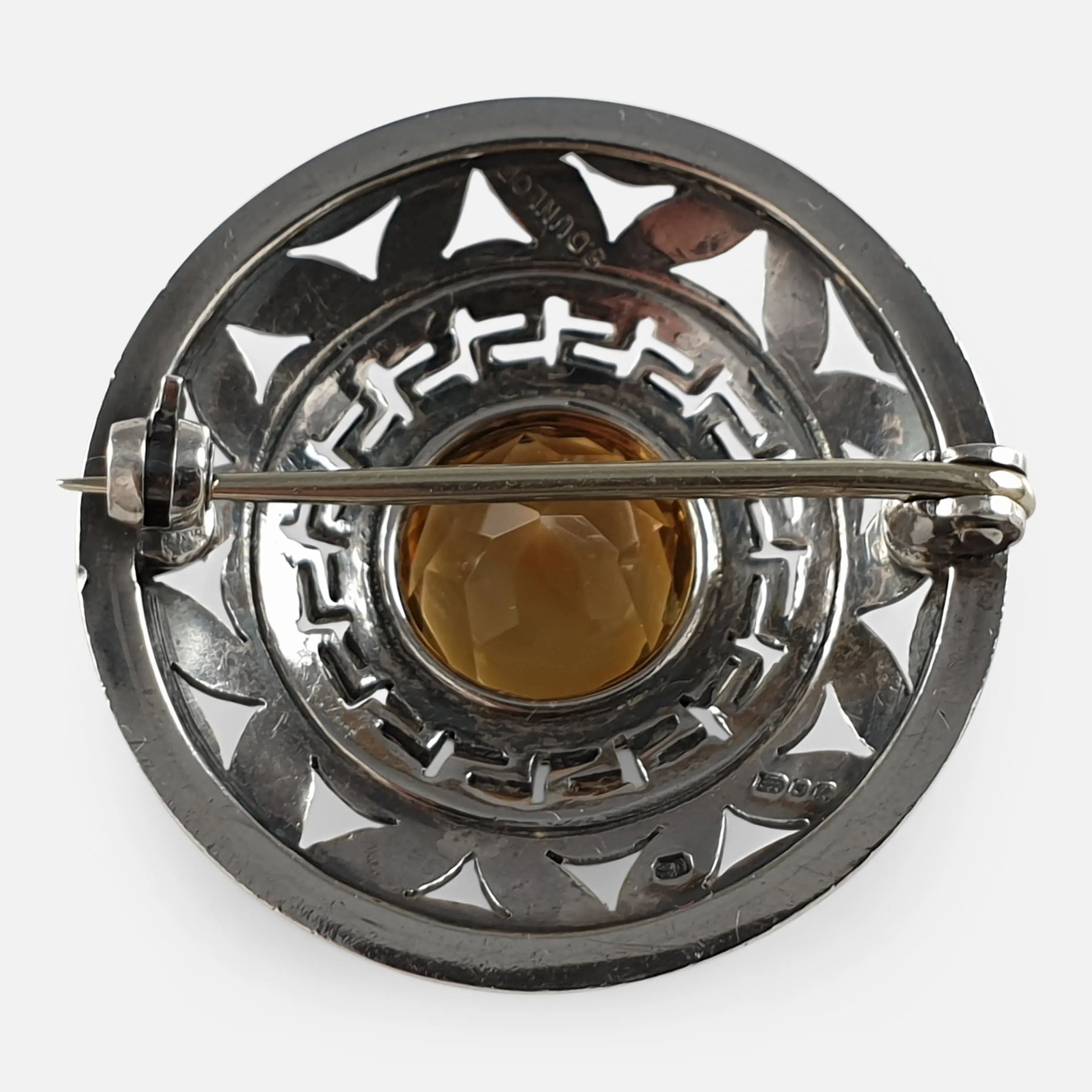 Silver-Gilt Citrine Target Brooch - Sibyl Dunlop - 1965