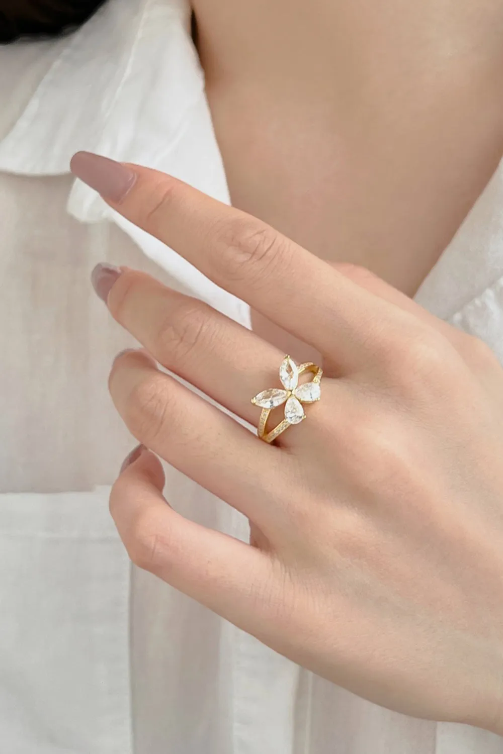 Sterling Silver Marquise Shape Butterfly Ring