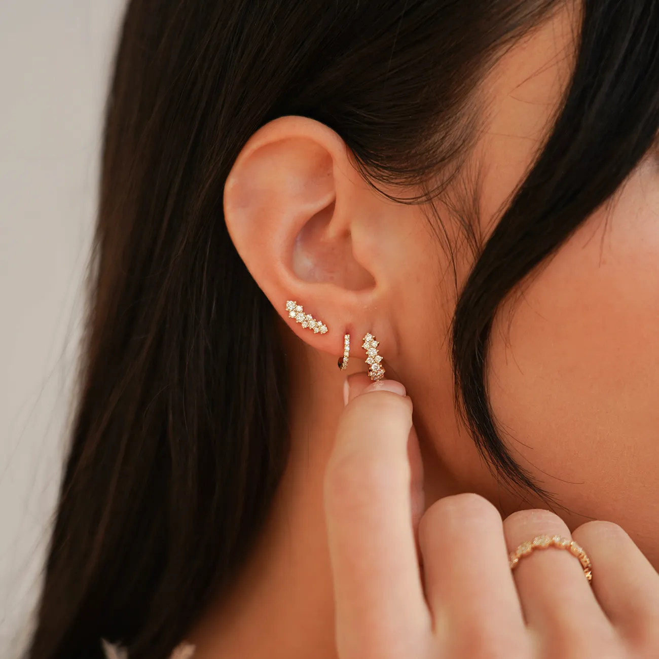 Vivian Lily Diamond Climber Earring in Yellow Gold